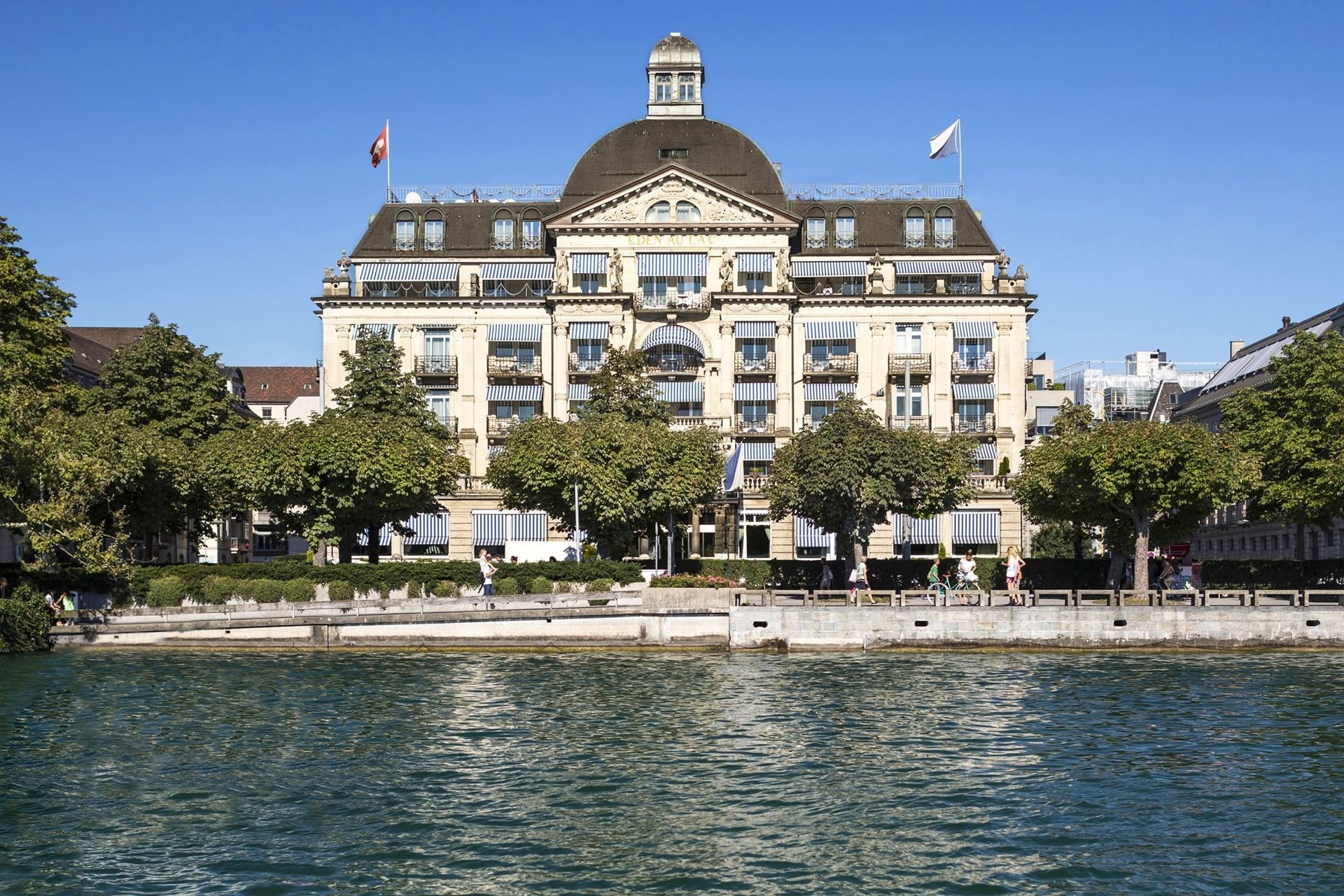La Réserve Eden au Lac on the Utoquai, its domed belle-époque façade seen from the lake